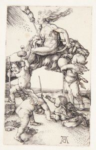 Bir keçi üzerinde geriye doğru sürme cadı by Albrecht Dürer