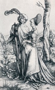 Ölüm ya da Gezi Yoluyla Tehdit Edilen Genç Çift, 1495, 1906 by Albrecht Dürer