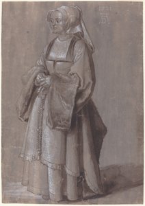 Hollandalı elbiseli genç kadın by Albrecht Dürer