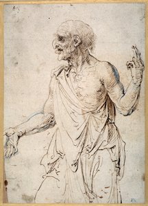 Yaşlı Bir Adam El Hareketleri (kağıt üzerinde kalem ve mürekkep) by Albrecht Dürer