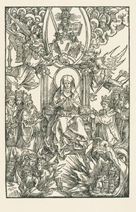 Birgitta eserlerini İmparatora, Krallara ve Prenslere veriyor by Albrecht Dürer or Duerer