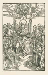 Birgitta rahibeler ve keşişlerle çevrili by Albrecht Dürer or Duerer