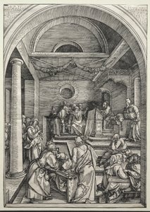 İsa'nın Doktorlarla Tartışması, c. 1503-1504 (tahta baskı) by Albrecht Dürer or Duerer
