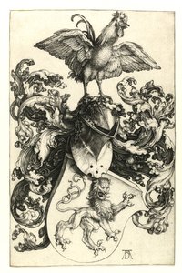 Aslan ve horoz ile arması. 1502-03 by Albrecht Dürer