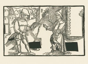 Demea ve Micio, c.1492-93 (gravür) by Albrecht Dürer or Duerer