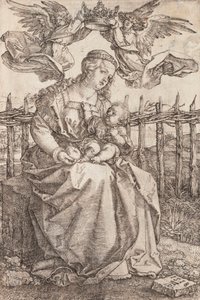 İki melek tarafından taçlandırılmış Meryem Ana - Albrecht Durer