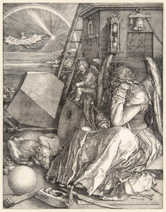 Albrecht Dürer (1471-1528) tarafından 1514'te tamamlanan 3 usta gravür üzerine Melencolia I. by Albrecht Dürer