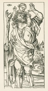 Aziz Christopher. Nürnberg, c.1500-05 (gravür) by Albrecht Dürer or Duerer