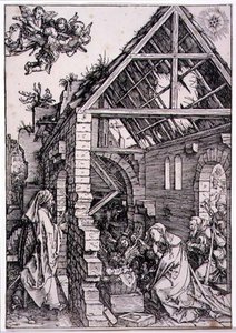 Çobanların Hayranlığı (tahta baskı) by Albrecht Dürer