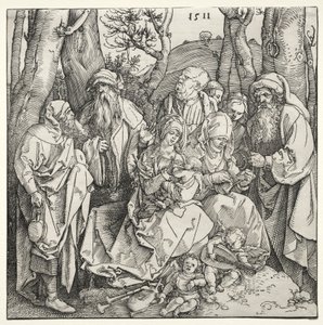 İki Müzisyen Melek ile Kutsal Aile by Albrecht Dürer or Duerer