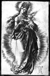 Hilal Üzerinde Yıldızlı Taçlı Bakire ve Çocuk, 1508 by Albrecht Dürer