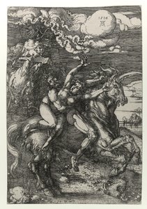 Tek boynuzlu at üzerinde kaçırma by Albrecht Dürer
