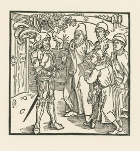 Şövalye bu kitabı derlemeleri için iki kâtip ve iki rahip görevlendirir by Albrecht Dürer or Duerer