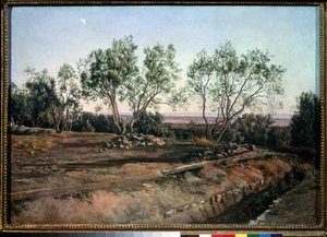""Albano Mezarlığı Yakınındaki Zeytin Ağaçları"" Tablosu Alexander Ivanov (1806-1858) 1845 Devlet Tretyakov Galerisi, Moskova by Aleksandr Andreevich Ivanov