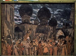 Nicholas Rimsky-Korsakov'un The Pskov Maiden operası için set (1844-1908) (N. Rimsky-Korsakov'un The Pskov Maiden operası için sahne tasarımı) Alexander Yakovlevich Golovin'in (Al) eserleri by Aleksandr Jakovlevic Golovin