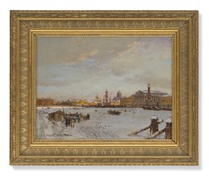 Donmuş Neva, Rostral sütunları, St Isaac Katedrali ve Admiralty, St Petersburg üzerinde görüntüleyin by Aleksandr Karlovich Beggrov