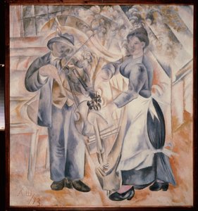Müzisyenler. Alexander Vasilyevich Shevchenko'nun (Alexander Shevchenko) (1883-1948) tablosu, tuval üzerine yağlı boya