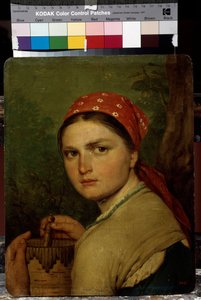 Bir Köylü Kız - Resim Alexei Gavrilovich Venetsianov (1780-1847), tuval üzerine yağlı boya, yaklaşık 1824, Rus sanatı