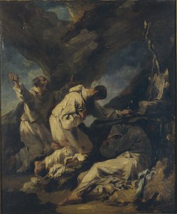 Kendinden Geçmeli Duada Camaldolese Rahipleri (tuval üzerine yağlı boya) by Alessandro (studio of) Magnasco