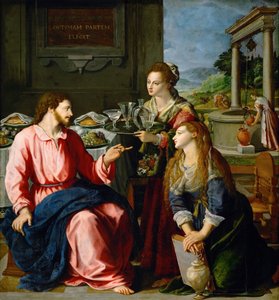 Martha ve Meryem Evinde Mesih by Alessandro Allori