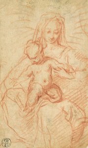 Madonna ve Çocuk (kağıt üzerine kırmızı tebeşir)