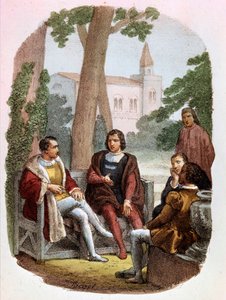 Fabrizio Colonna ve Cosimo Rucellai, Alessandro Focosi'nin (1836 - 1869) çizdiği “” Complete Works by Niccolo Machiavelli””de savaş sanatını tartışıyorlar. Niccolo di Bernardo dei Machiavelli'nin (Nicolas Machiavel) “Savaş Sanatı”