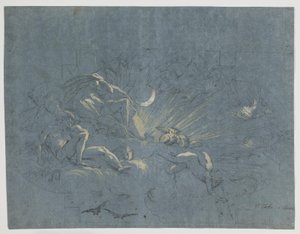 Selene ve Endymion, bir tavan boyaması için tasarım by Alessandro Gherardini