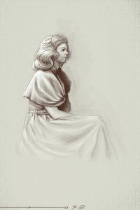 19. yüzyılın başlarında, Birinci İmparatorluğun altında yaşayan genç bir kadın. Alessandro Lonati'nin illüstrasyonu. 2010 by Alessandro Lonati