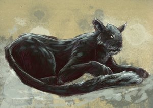 Fantastik canavarlar ve yaratıklar, kriptozooloji: İngiltere'de Devon ve Somerset'te görülen Bete of Exmoor'un temsili - Çizim, Alessandro Lonati, 2012 by Alessandro Lonati