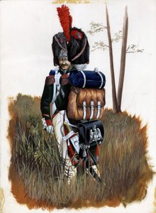 Birinci İmparatorluk (1804-1814 ve 1815): İtalya'daki Büyük Napolyon Ordusu Kraliyet Muhafızları'nın Grenadier askerleri. Alessandro Lonati'nin çizimi by Alessandro Lonati