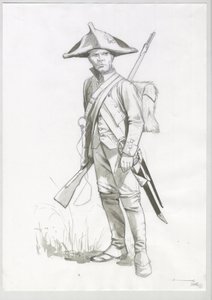 Birinci İmparatorluk (1804-1814 ve 1815): Napolyon ordu askerinin kostümü, Fransız nişancı. Alessandro Lonati'nin çizimi by Alessandro Lonati