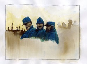 Birinci Dünya Savaşı: Birinci Dünya Savaşı sırasında Fransız askerleri Alessandro Lonati'nin renkli çizimi by Alessandro Lonati