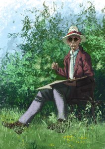 Bahçede Hermann Hesse tablosu by Alessandro Lonati