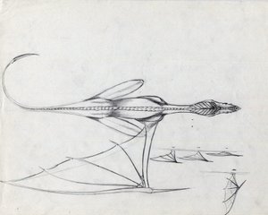 Fantastik illüstrasyon için efsanevi hayvan: Study for a dragon Çizim, Alessandro Lonati by Alessandro Lonati