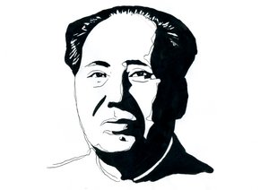 Çinli Komünist devrimci ve Çin Halk Cumhuriyeti'nin kurucu babası Mao Zedong'un portresi by Alessandro Lonati