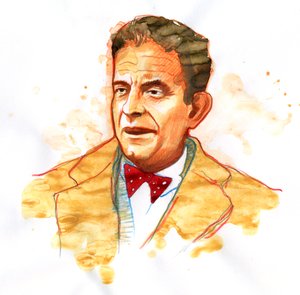 Fransız psikiyatr ve psikiyatr Jacques Lacan'ın Portresi (1901-1981) (Fransız psikanalist ve psikiyatr Jacques Lacan'ın Portresi) by Alessandro Lonati