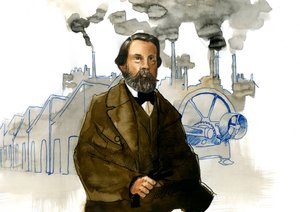 Friedrich Engels'in (1820-1895) portresi, Alman sosyalist teorisyen ve politikacı by Alessandro Lonati
