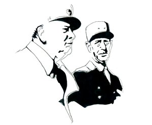 General Charles de Gaulle ve Winston Churchill'in Portresi by Alessandro Lonati