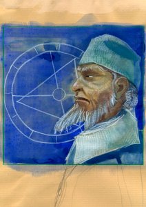 Michel de Notre Dame'ın (Nostradamus) Portresi İngiliz astrolog - Nostradamus'un Portresi, Michel de Notre Dame (1503-1566) astrolog ve doktor francais Çizim, Alessandro Lonati by Alessandro Lonati