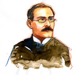 Rudyard Kipling'in Portresi (1865-1936), İngiliz yazar ((Yazar Rudyard Kipling'in Portresi) by Alessandro Lonati