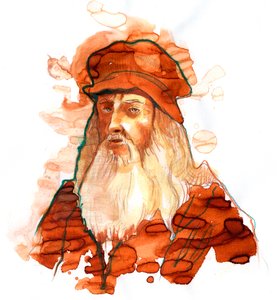 İtalyan Sanatçı ve Bilim Adamı Leonard de Vinci'nin Portresi (Leonardo da Vinci) (1452-1519) (İtalyan bilge Leonardo da Vinci'nin Portresi) by Alessandro Lonati