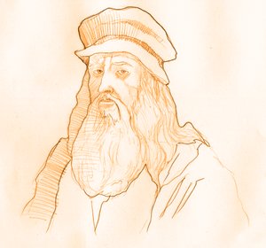 İtalyan Sanatçı ve Bilim Adamı Leonard de Vinci'nin Portresi (Leonardo da Vinci) (1452-1519) (İtalyan bilge Leonardo da Vinci'nin Portresi) by Alessandro Lonati