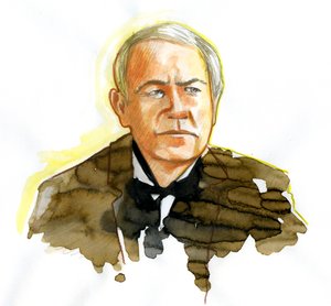 Fizikçi Thomas Edison'un (1847-1931) Portresi Çizimi by Alessandro Lonati