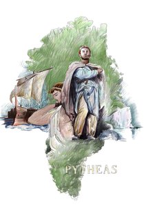 Massalia'dan Yunan kaşif Pytheas'ın temsili, MÖ 4. yüzyıl (Massalia'lı Yunan coğrafyacı ve kaşif Pytheas'ın Portresi, MÖ 4. yüzyıl) Alessandro Lonati'nin çizimi by Alessandro Lonati