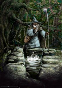 Broceliande ormanındaki harika Barenton çeşmesinde içki içen bir büyücünün temsili - İllüstrasyon, Alessandro Lonati - 2012 - by Alessandro Lonati