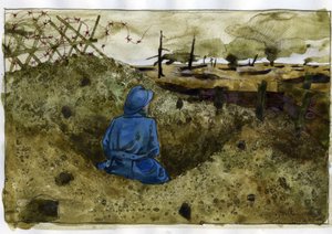 Birinci Dünya Savaşı: siperde kıllı bir adam by Alessandro Lonati