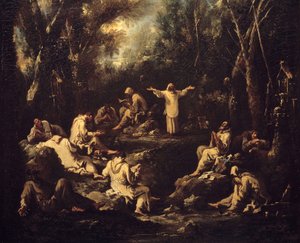 Manastır hayatından sahneler. Farklı dua pozisyonlarında ve çeşitli günlük mesleklerde rahipler. Alessandro Magnasco
