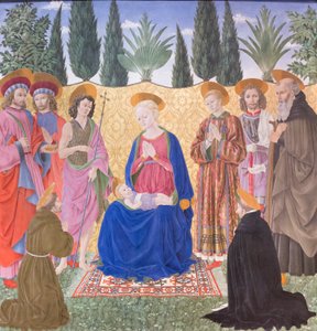 Cafaggiolo altarpiece olarak bilinen azizlerle Madonna ve Çocuk