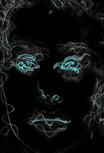 mavi gözlü yüz,2020,(karışık teknik) by Alex Caminker