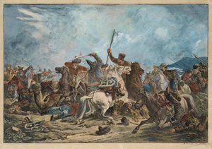 Kırgızlar (Kırgızlar ) ve Kazaklar - Kırgızlar ve Kazaklar Arasındaki Savaş - Orlowski (Orlovsky), Alexander Osipovich (1777-1832) - 1826 - Taşbaskı, suluboya - 54x77 - Özel Koleksiyon